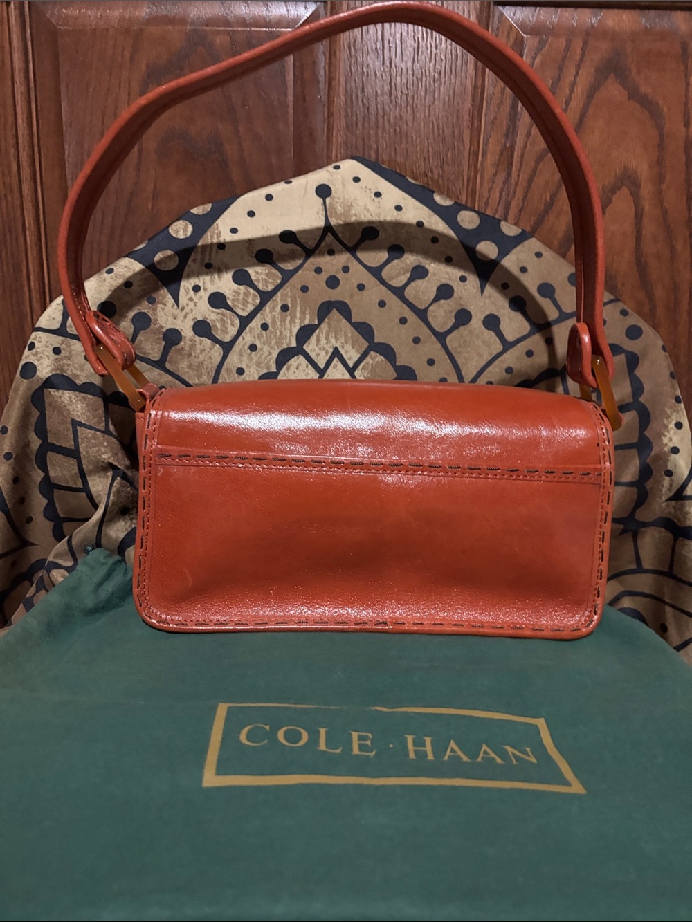 Cole Haan Burnt Orange Leather Shoulder Bag - Picture 2 of 5